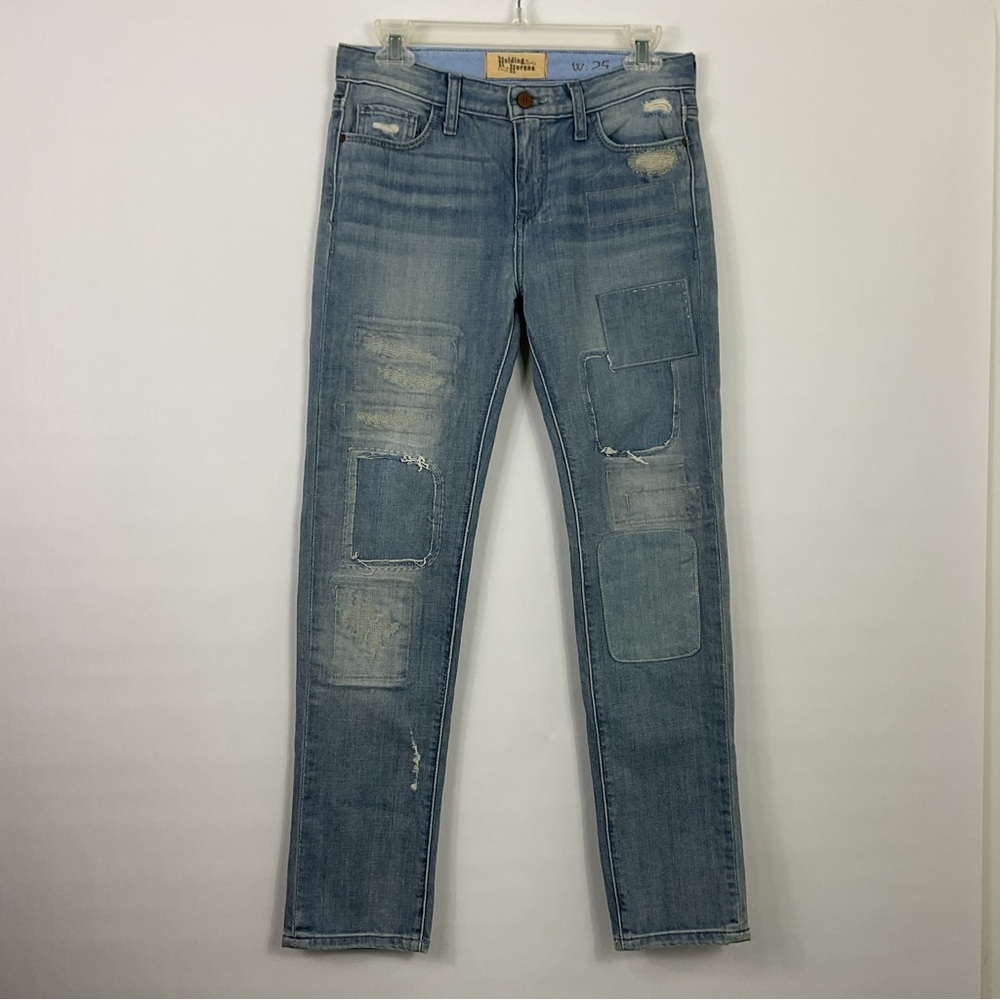 Holding Horses Patchwork Distressed Boyfriend Jeans Size 25‎